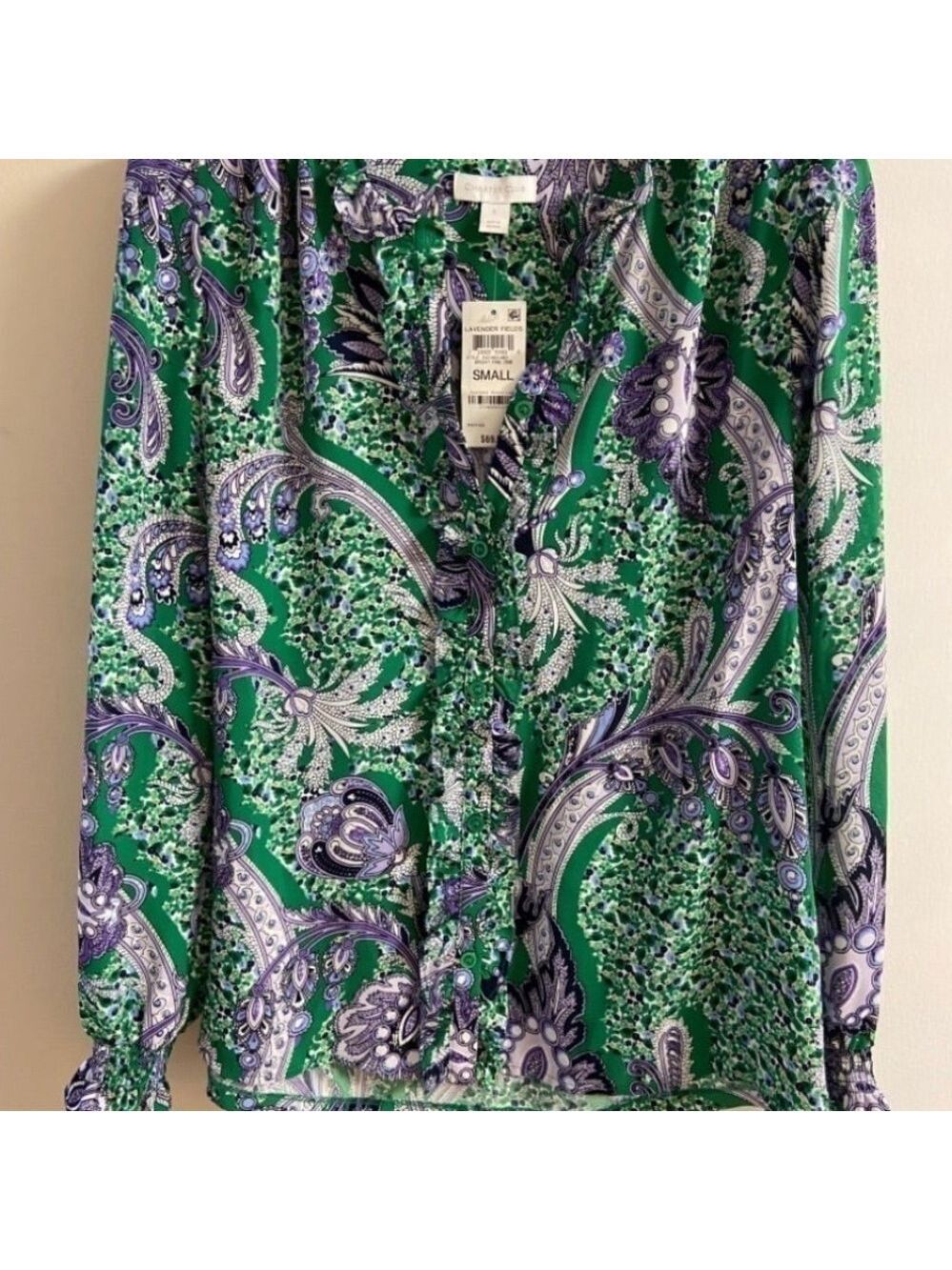 Charter club lavender fields Vibrant Paisley Blouse Small NWT